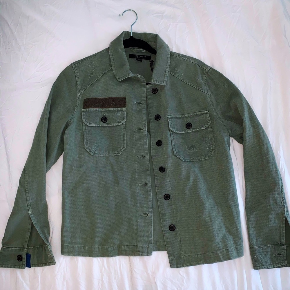 AllSaints Khaki Green Military Shirt